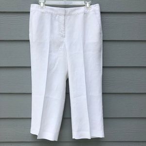 Talbots linen Chelsea 8 Petite White Capris, lateral pocket